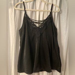 Torrid Black Satin Camisole Slip Tank Top with lace 00